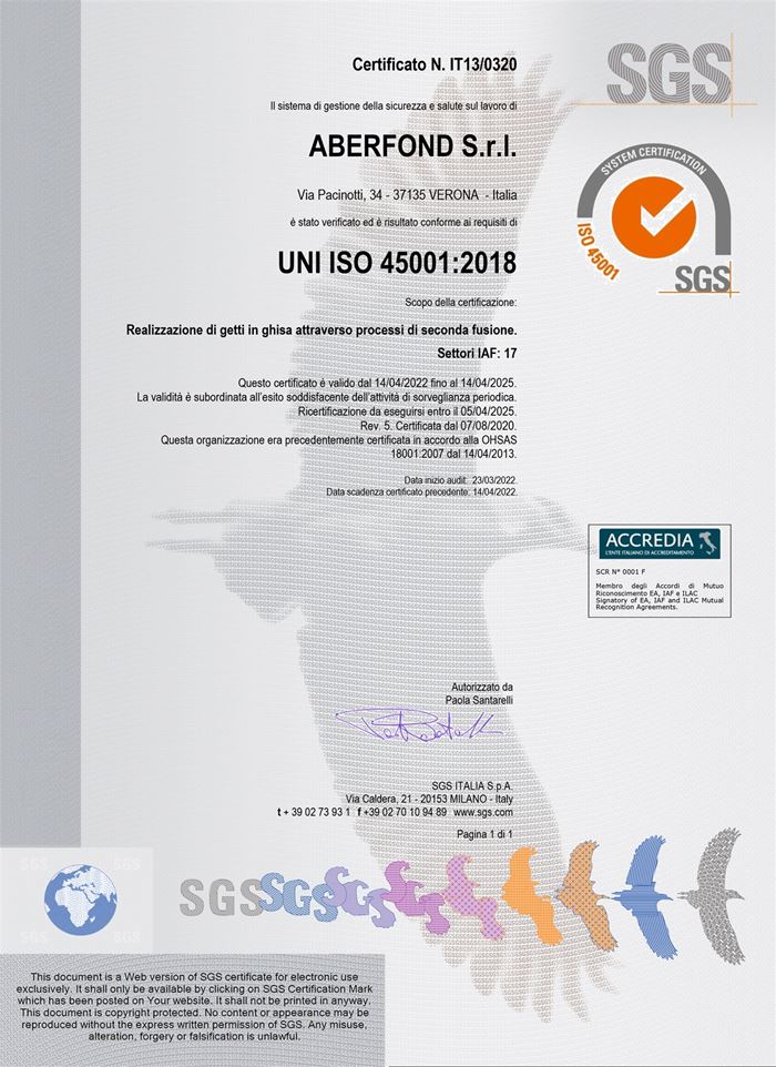 CERTIFICAZIONE UNI EN ISO 45001:2018